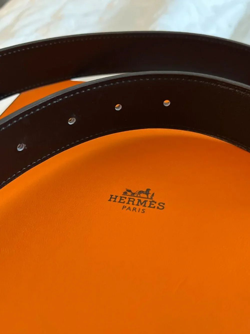 Authentic Hermès H au Carré reversible leather belt